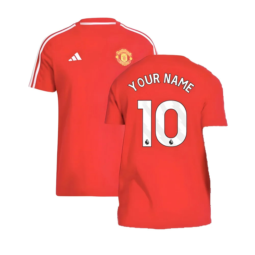 '24-'25 Man Utd Dna Tee (Red) (Your Name) Polyester Made By: Adidas Men's Red Extra Small