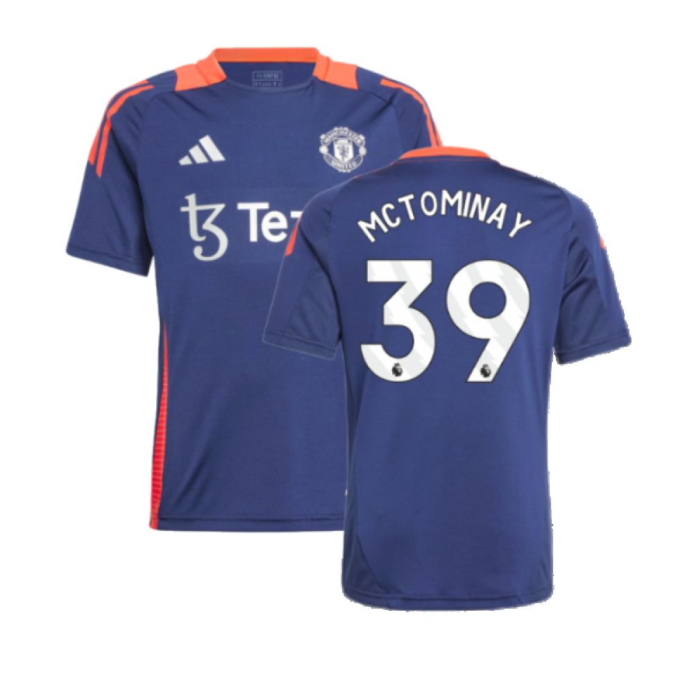 '24-'25 Man Utd Training Jersey (Night Indigo) - Kids (Mctominay 39) Polyester Manchester United Made By: Adidas Unisex Kids Navy Size 7-8