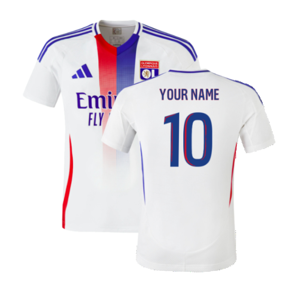 '24-'25 Olympique Lyon Home Shirt (Your Name) Polyester Made By: Adidas Men's White Extra Small