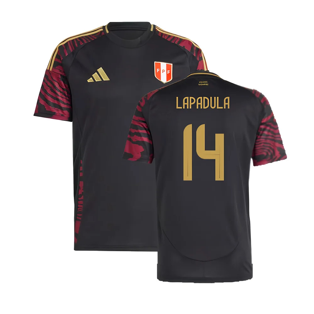 '24-'25 Peru Away Shirt (Lapadula 14) Polyester Made By: Adidas Men's Black Xxl