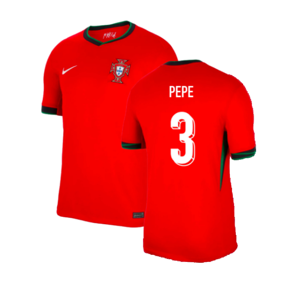 '24-'25 Portugal Home Shirt (Pepe 3) Polyester Made By: Nike Men's Red Extra Large