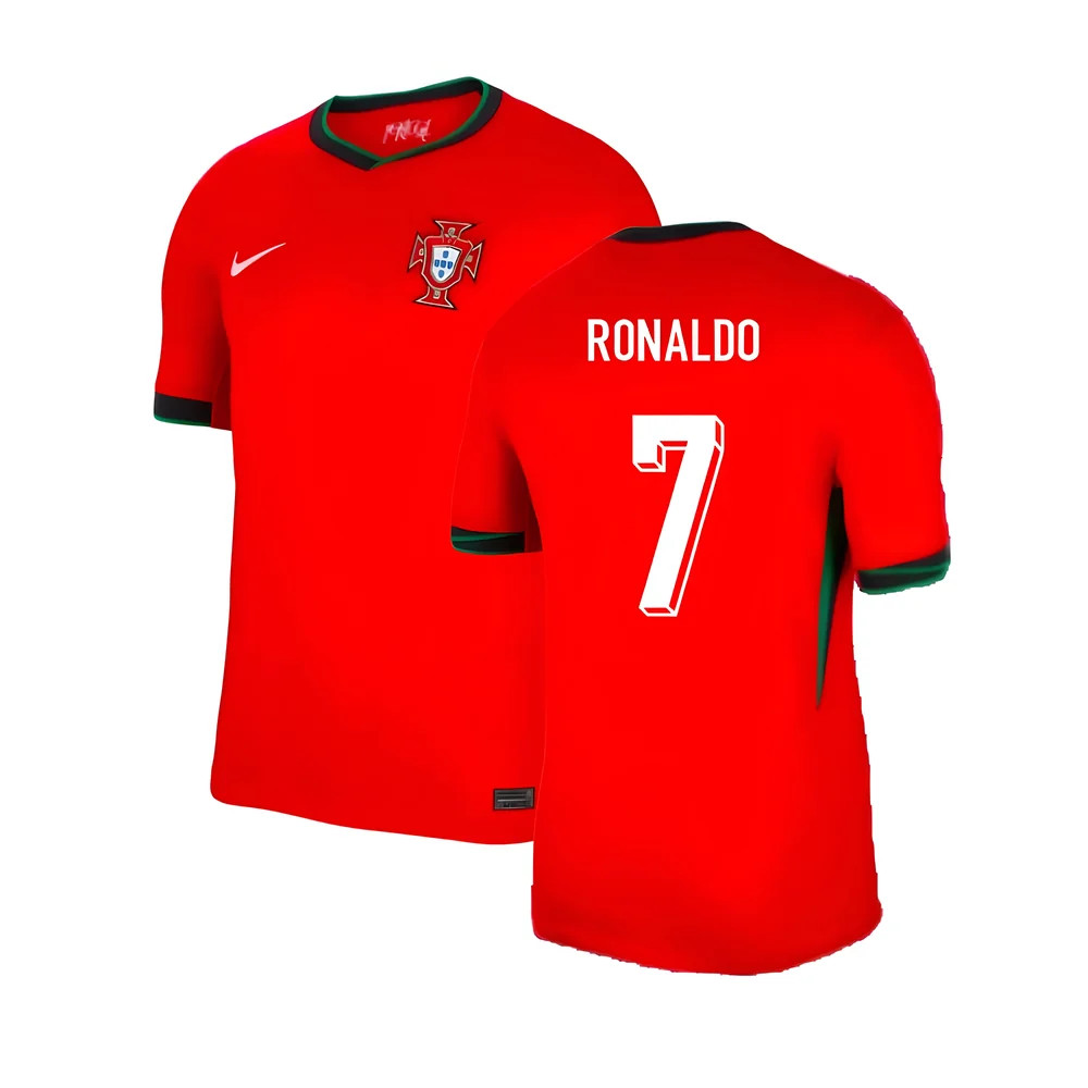 '24-'25 Portugal Home Shirt (Ronaldo 7) Polyester Made By: Nike Men's Red Extra Large