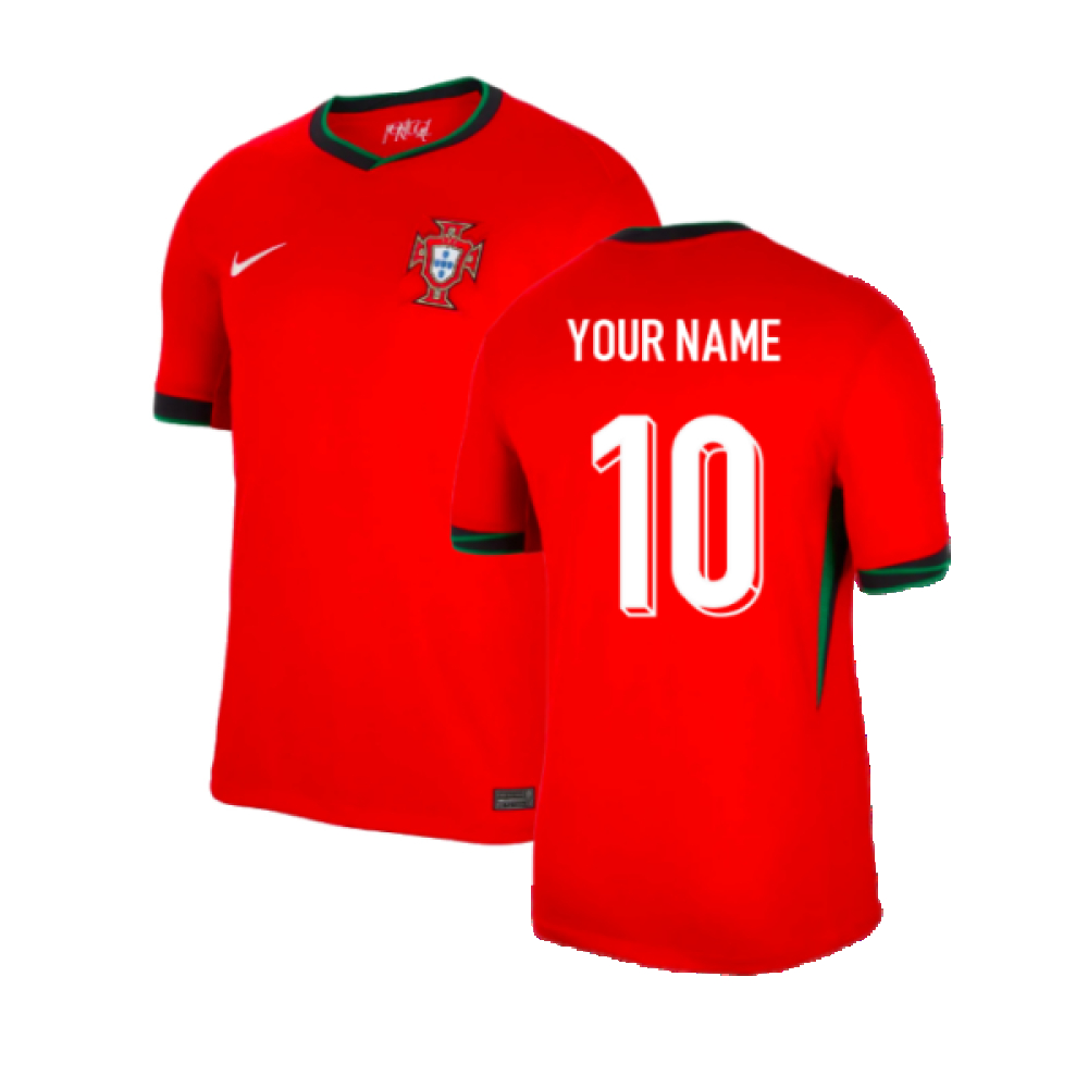 '24-'25 Portugal Home Shirt (Your Name) Polyester Made By: Nike Men's Red Extra Large
