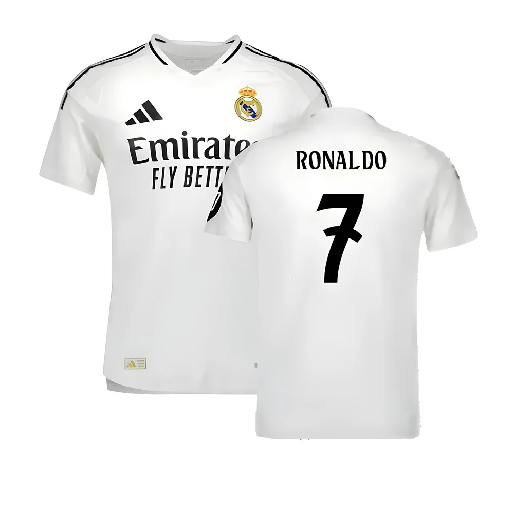 '24-'25 Real Madrid Authentic Home Shirt (Ronaldo 7) Polyester Made By: Adidas Men's White 3XL