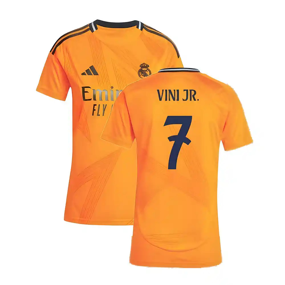 '24-'25 Real Madrid Away Shirt () (Vini Jr. 7) Polyester Vinicius Junior Made By: Adidas Women's Orange Large