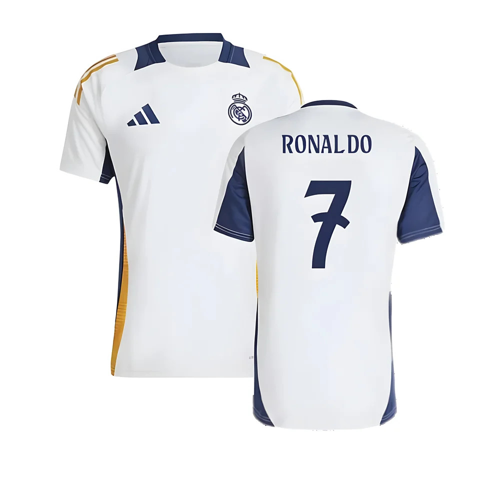 '24-'25 Real Madrid Training Shirt (White) (Ronaldo 7) Polyester Made By: Adidas Men's White Extra Large