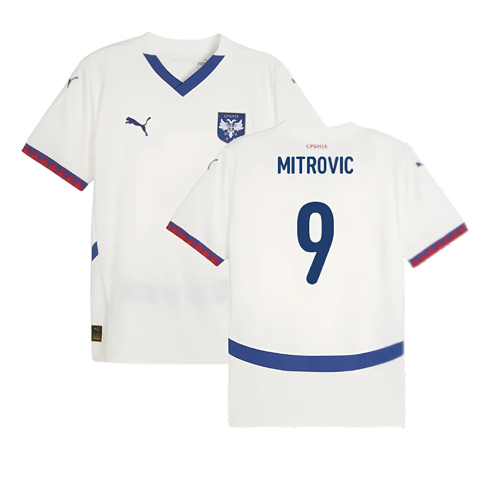 '24-'25 Serbia Away Shirt (Mitrovic 9) Polyester Made By: Puma Men's White Medium