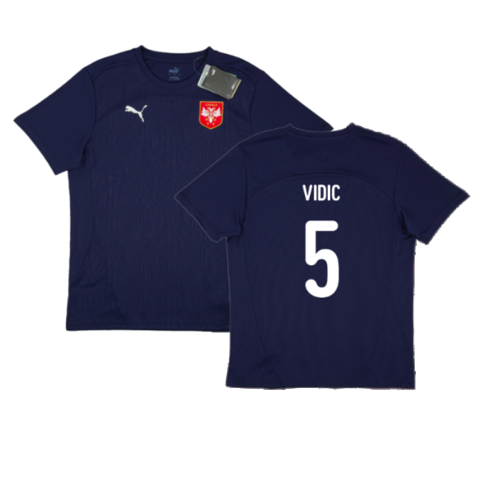'24-'25 Serbia Training Jersey (Navy) (Vidic 5) Polyester Made By: Puma Men's Navy Medium