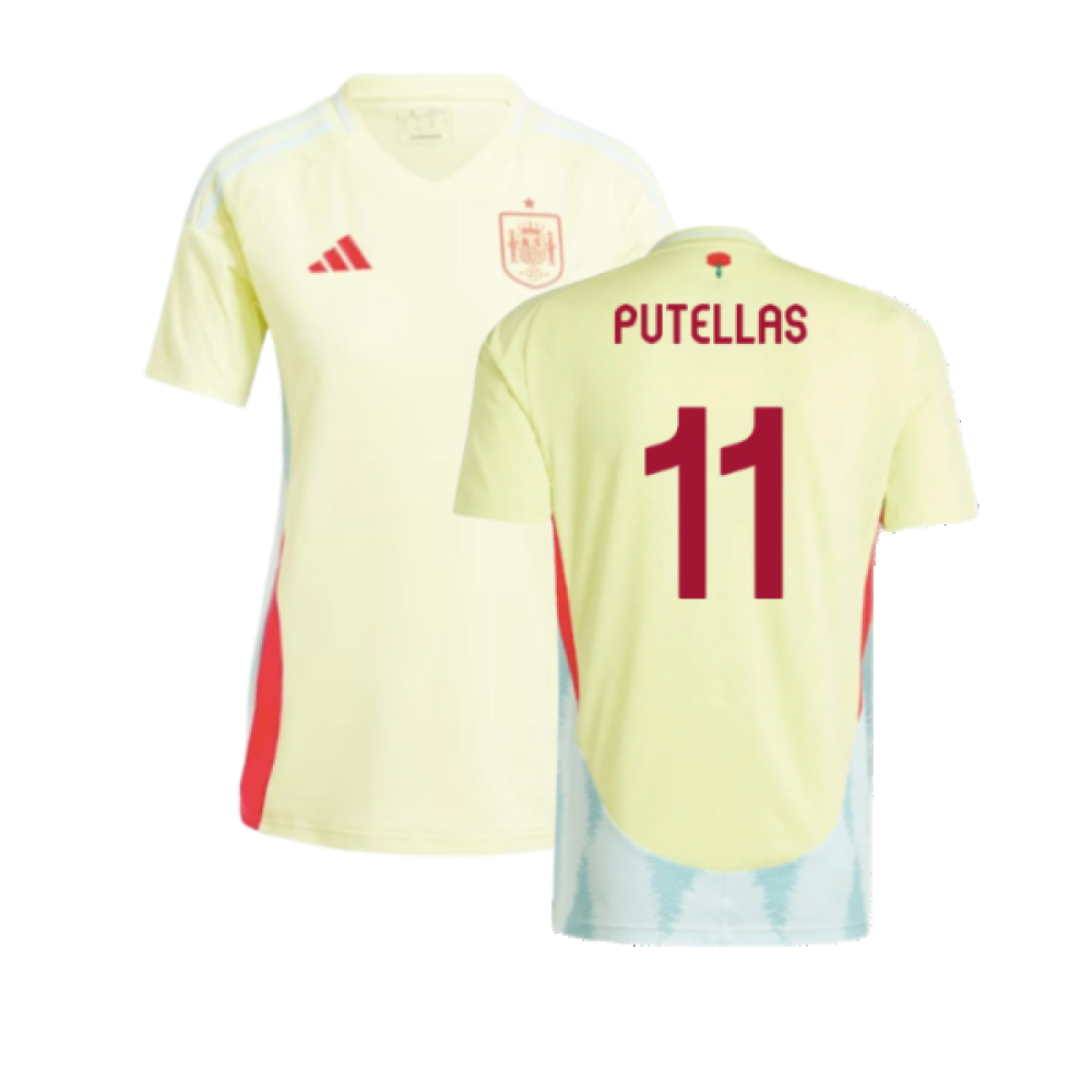'24-'25 Spain Away Shirt (Ladies) (Putellas 11) Polyester Made By: Adidas Men's Yellow Medium