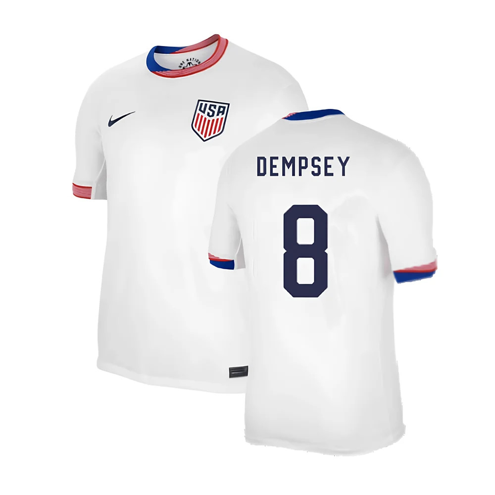 '24-'25 United States Usa Home Shirt (Dempsey 8) Polyester Clint Dempsey Made By: Nike Men's White Xxl