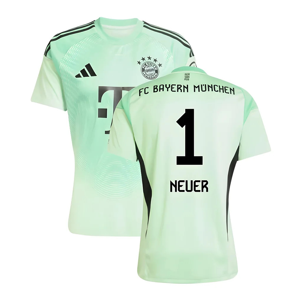'25-'26 Bayern Munich Home Goalkeeper Shirt (Glory Mint) (Neuer 1) Polyester Made By: Adidas Men's Green Medium