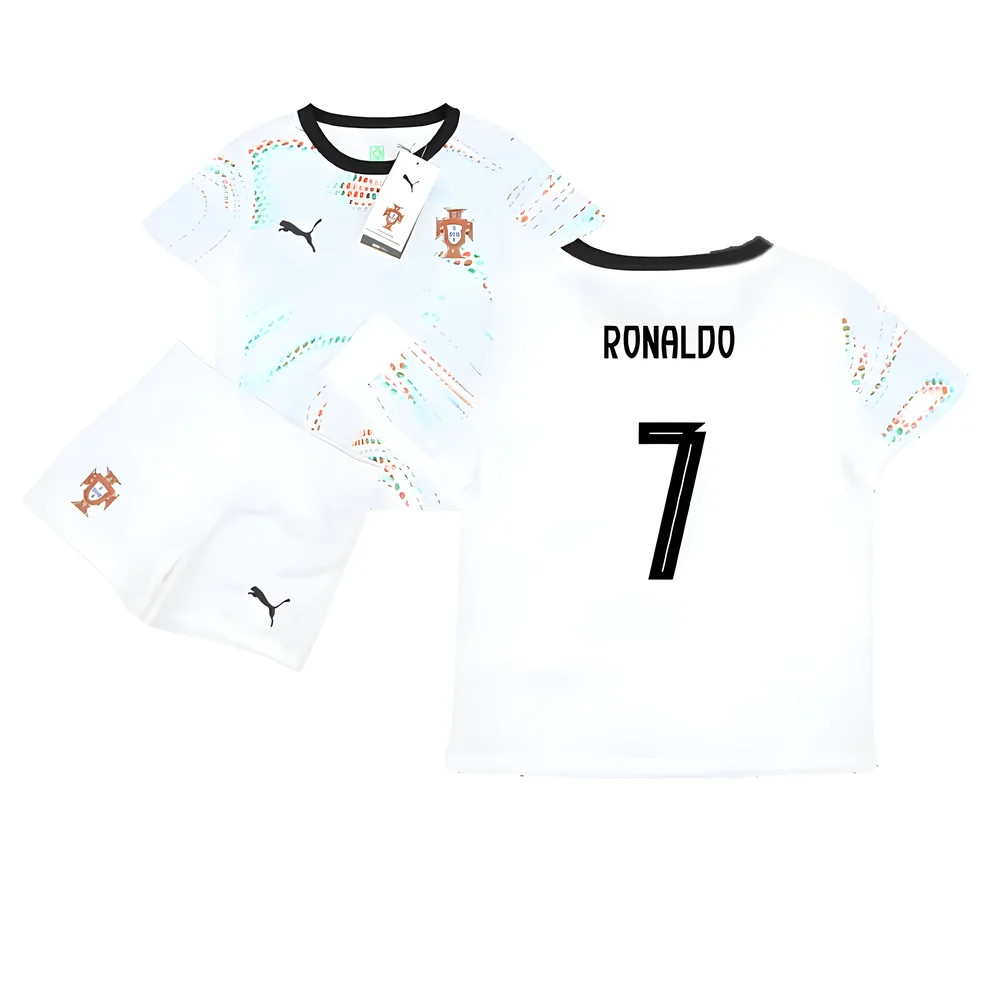 '25-'26 Portugal Away Mini Kit (Ronaldo 7) Toddler's 3-4 Toddler Polyester Made By: Puma Unisex Toddler White Size 4-5