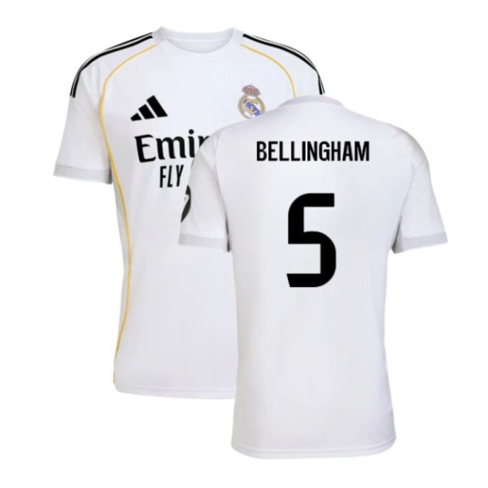 '25-'26 Real Madrid Home Shirt (Bellingham 5) Polyester Made By: Adidas Men's White Medium