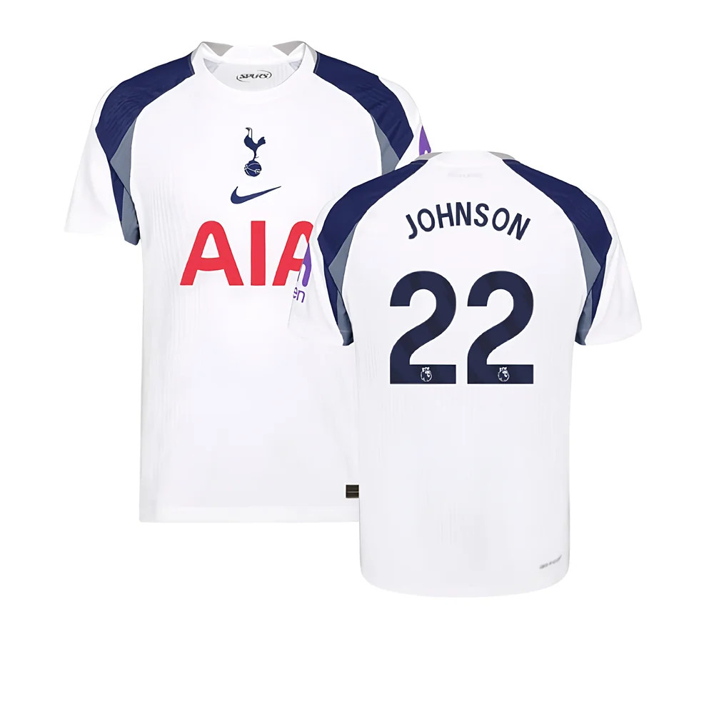 '25-'26 Tottenham Hotspur Authentic Home Shirt (Johnson 22) Polyester Made By: Nike Men's White Large