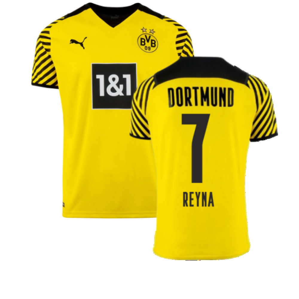 '21-'22 Borussia Dortmund Home Shirt (Kids) (Reyna 7) 7-8 Polyester Giovanni Reyna Made By: Puma Unisex Kids Yellow Size 15-16