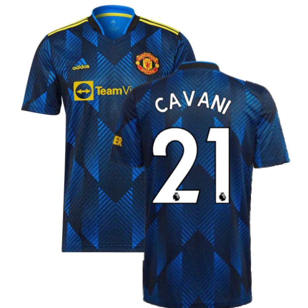 '21-'22 Man Utd Third Shirt (Cavani 21) Polyester Edinson Cavani Manchester United Made By: Adidas Men's Blue Small