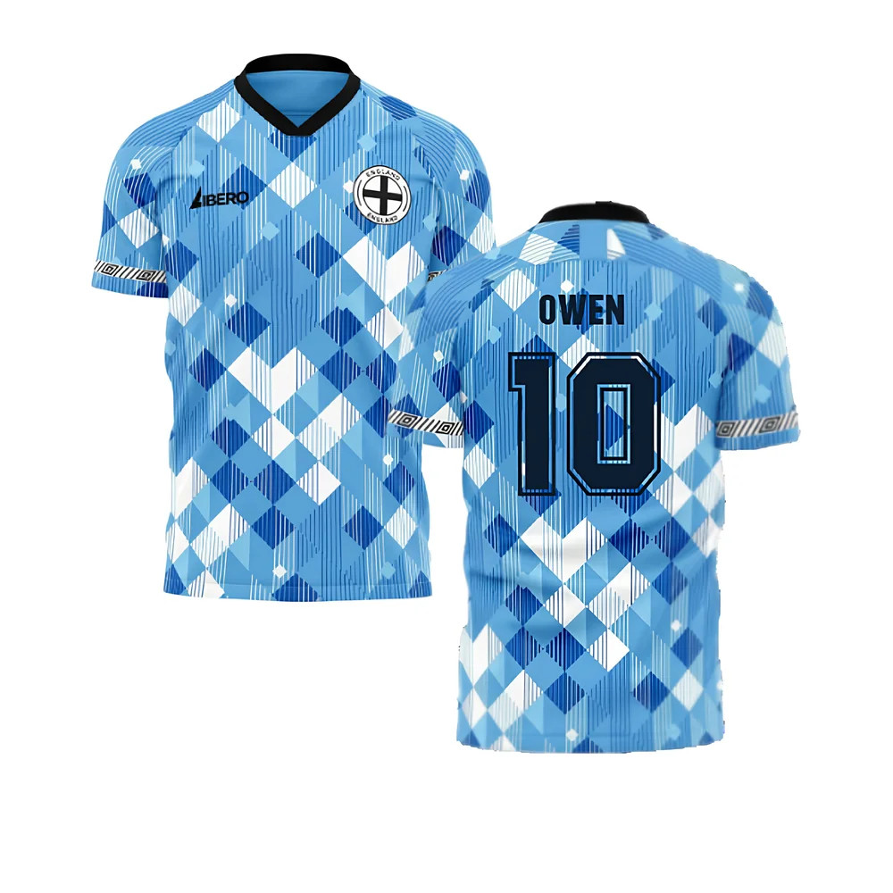 England 1990 Third Concept Football Shirt (Libero) (Owen 10) Polyester Made By: Libero Sportswear Men's Sky Blue Small