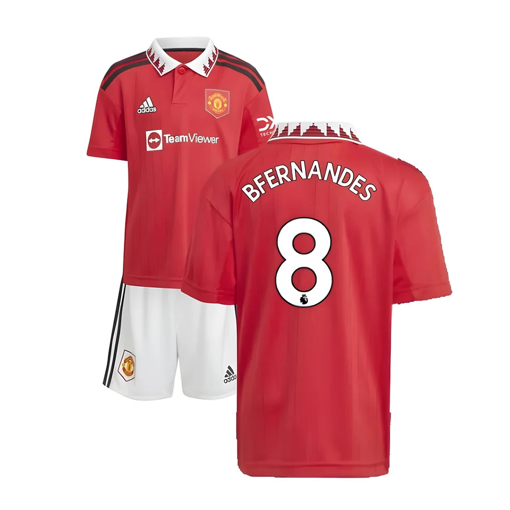 '22-'23 Man Utd Home Mini Kit (B Fernandes 8) Toddler's 2-3 Toddler Polyester Bruno Fernandes Manchester United Made By: Adidas Unisex Toddler Red 18-24 Mo