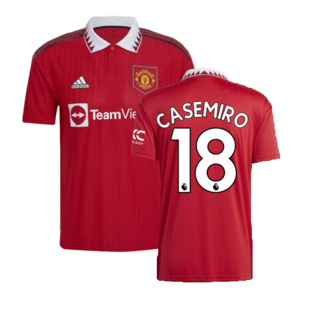 '22-'23 Man Utd Home Shirt (Casemiro 18) Polyester Manchester United Made By: Adidas Men's Blue Xxl