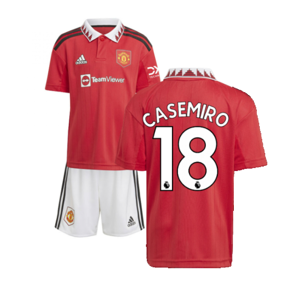 '22-'23 Man Utd Home Mini Kit (Casemiro 18) Toddler's 2-3 Toddler Polyester Manchester United Made By: Adidas Unisex Toddler Red 18-24 Mo