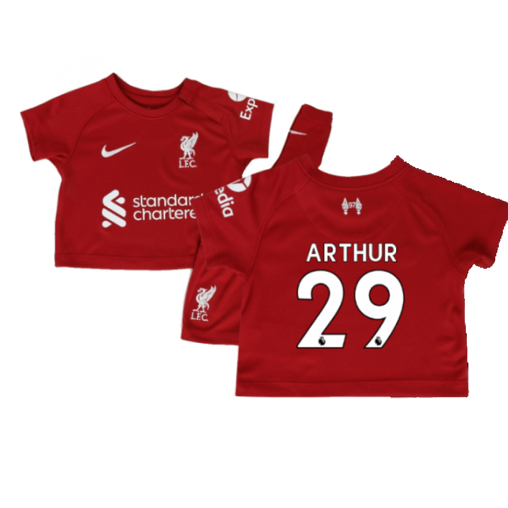 '22-'23 Liverpool Home Baby Kit (Arthur 29) Toddler's Polyester Arthur Melo Made By: Nike Unisex Toddler Red 6-9 Mo