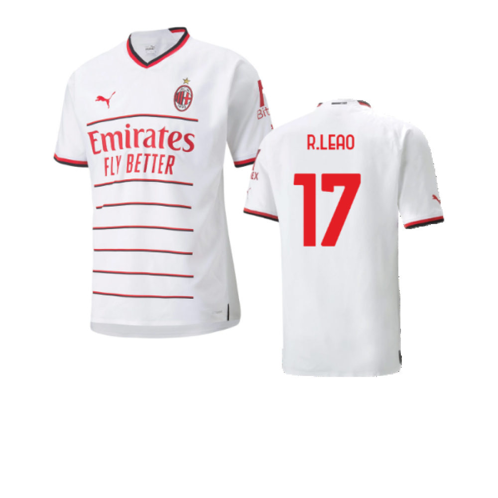'22-'23 Ac Milan Authentic Away Shirt (R.leao 17) Polyester Rafael Leao Made By: Puma Men's White Extra Large