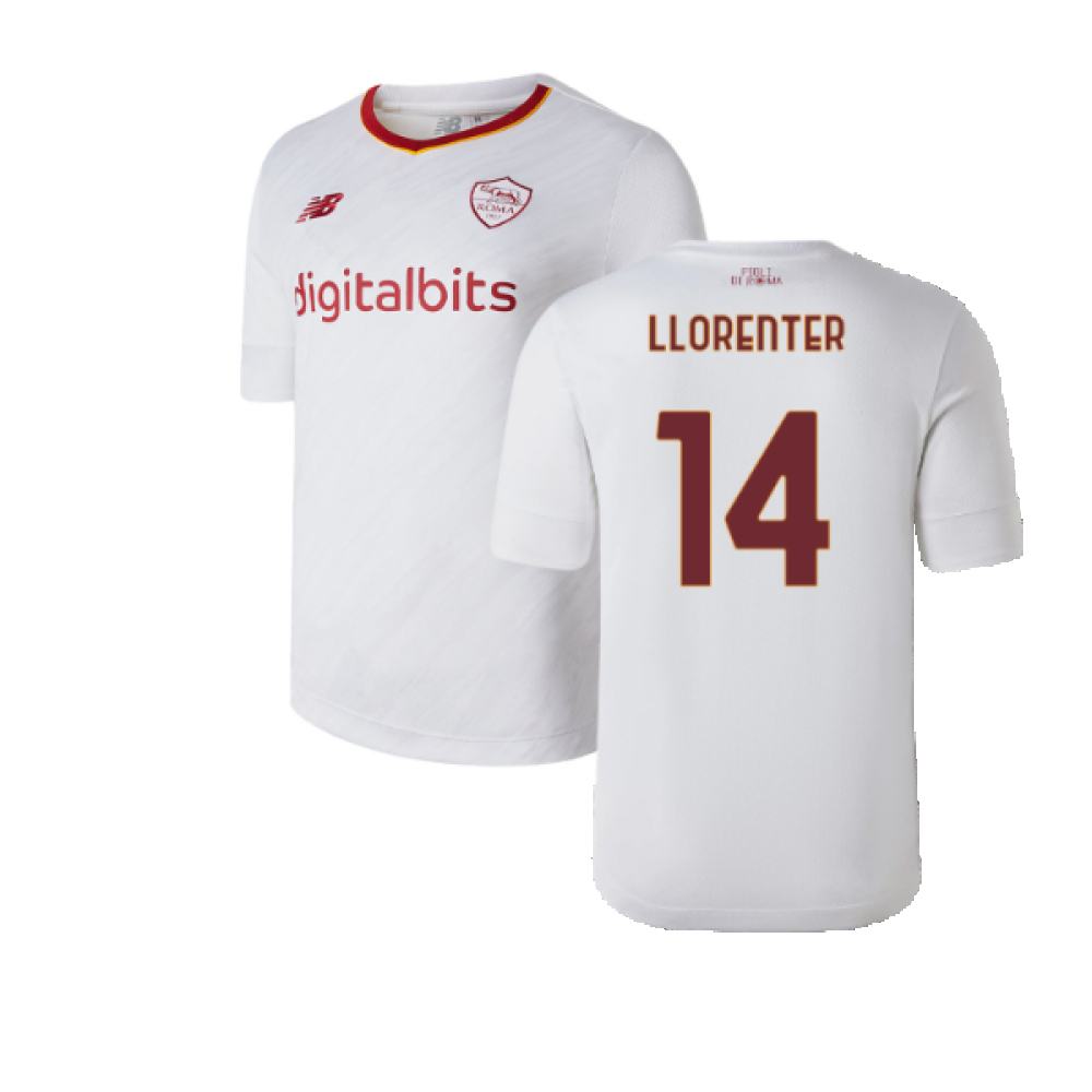 '22-'23 Roma Away Shirt (Llorente R 14) Polyester Llorente, Diego Made By: New Balance Men's White Xxl