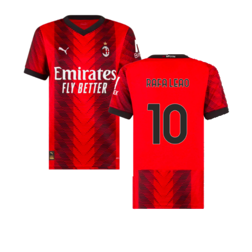 '23-'24 Ac Milan Home Shirt () (Rafa Leao 10) Polyester Made By: Puma Women's Red Extra Small