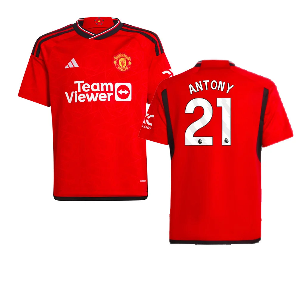 '23-'24 Man Utd Home Shirt (Kids) (Antony 21) Polyester Manchester United Made By: Adidas Unisex Kids Red Size 7-8