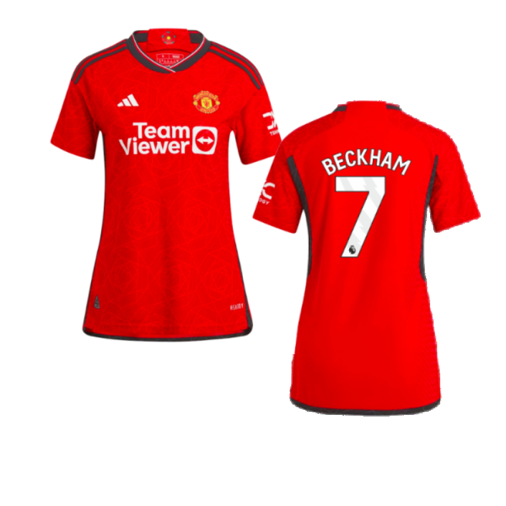'23-'24 Man Utd Authentic Home Shirt () (Beckham 7) Polyester Manchester United Made By: Adidas Women's Red Medium