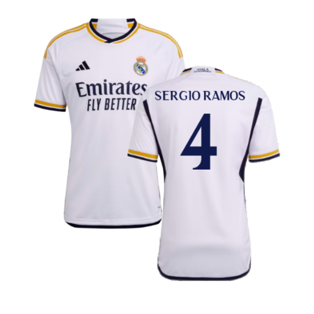 '23-'24 Real Madrid Home Shirt (Sergio Ramos 4) Polyester Made By: Adidas Men's White Xxl
