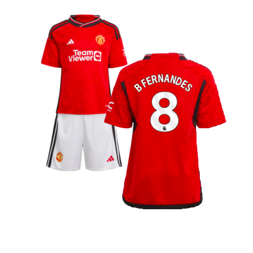 '23-'24 Man Utd Home Mini Kit (B Fernandes 8) Toddler's Polyester Manchester United Made By: Adidas Unisex Toddler Red 2-3 Toddler