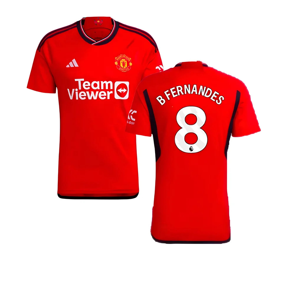 '23-'24 Man Utd Home Shirt (B Fernandes 8) Polyester Manchester United Made By: Adidas Men's Red Extra Large