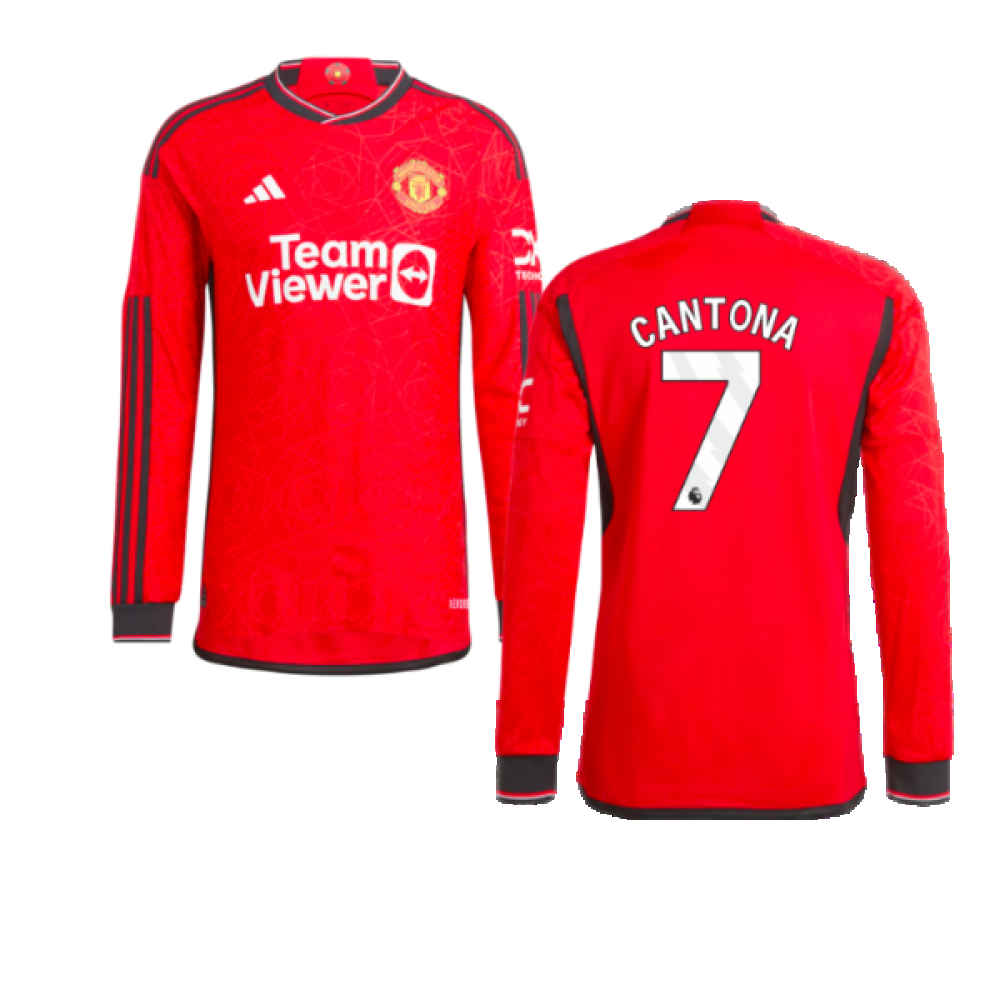 '23-'24 Man Utd Long Sleeve Home Shirt (Cantona 7) Polyester Manchester United Made By: Adidas Men's Red 3XL
