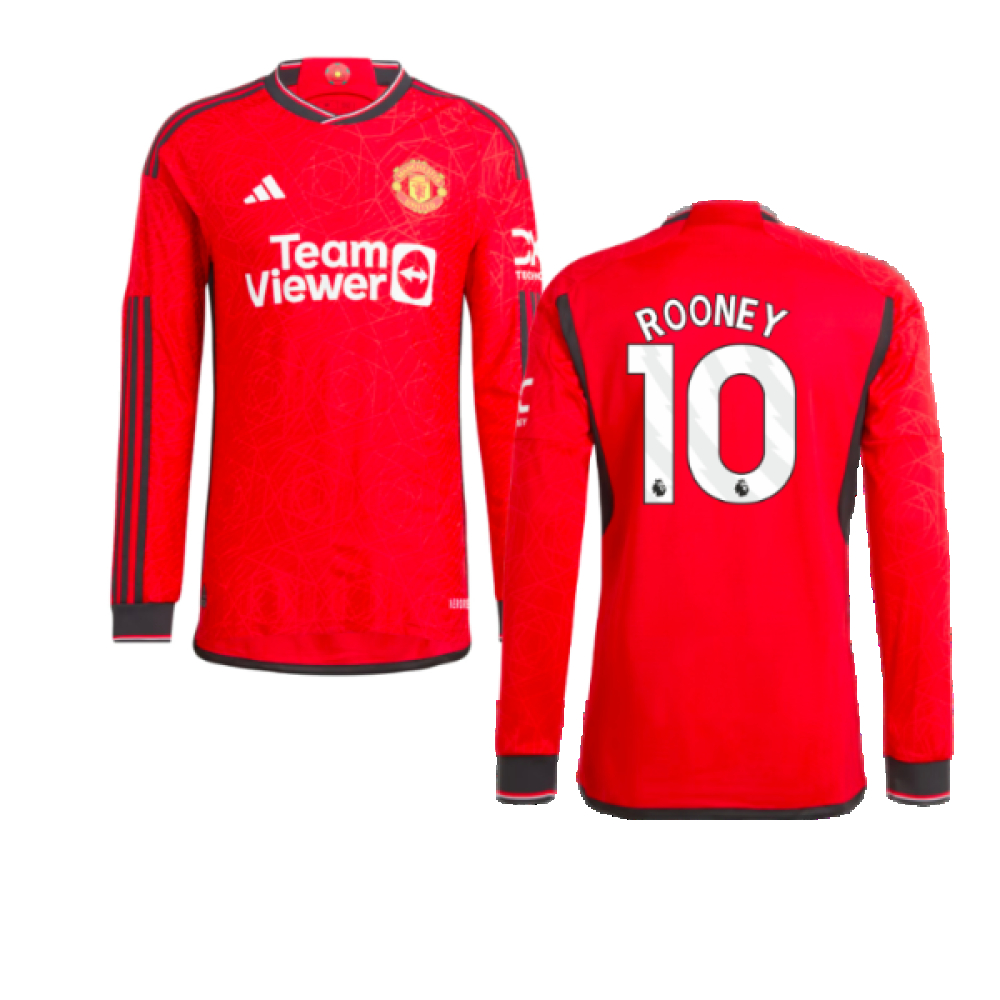 '23-'24 Man Utd Long Sleeve Home Shirt (Rooney 10) Polyester Manchester United Made By: Adidas Men's Red 3XL