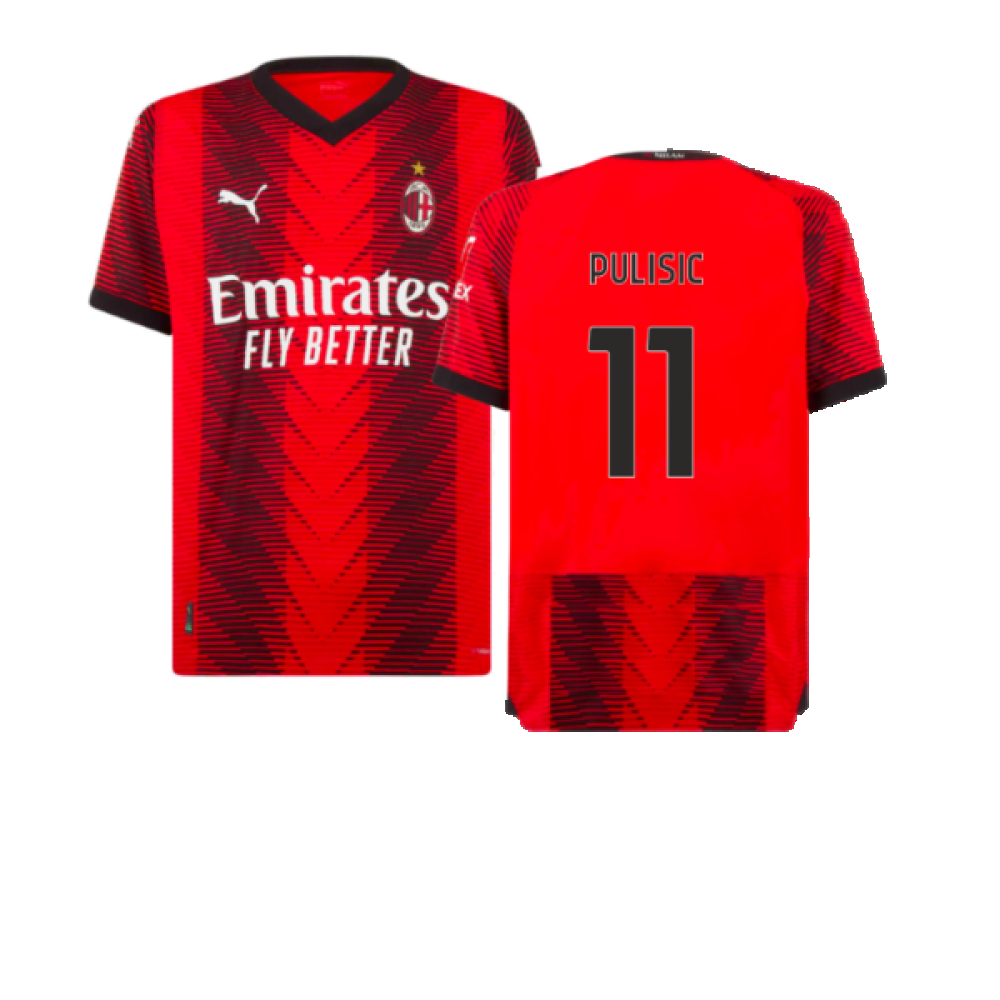 '23-'24 Ac Milan Home Authentic Shirt (Pulisic 11) Polyester Made By: Puma Men's Red Xxl