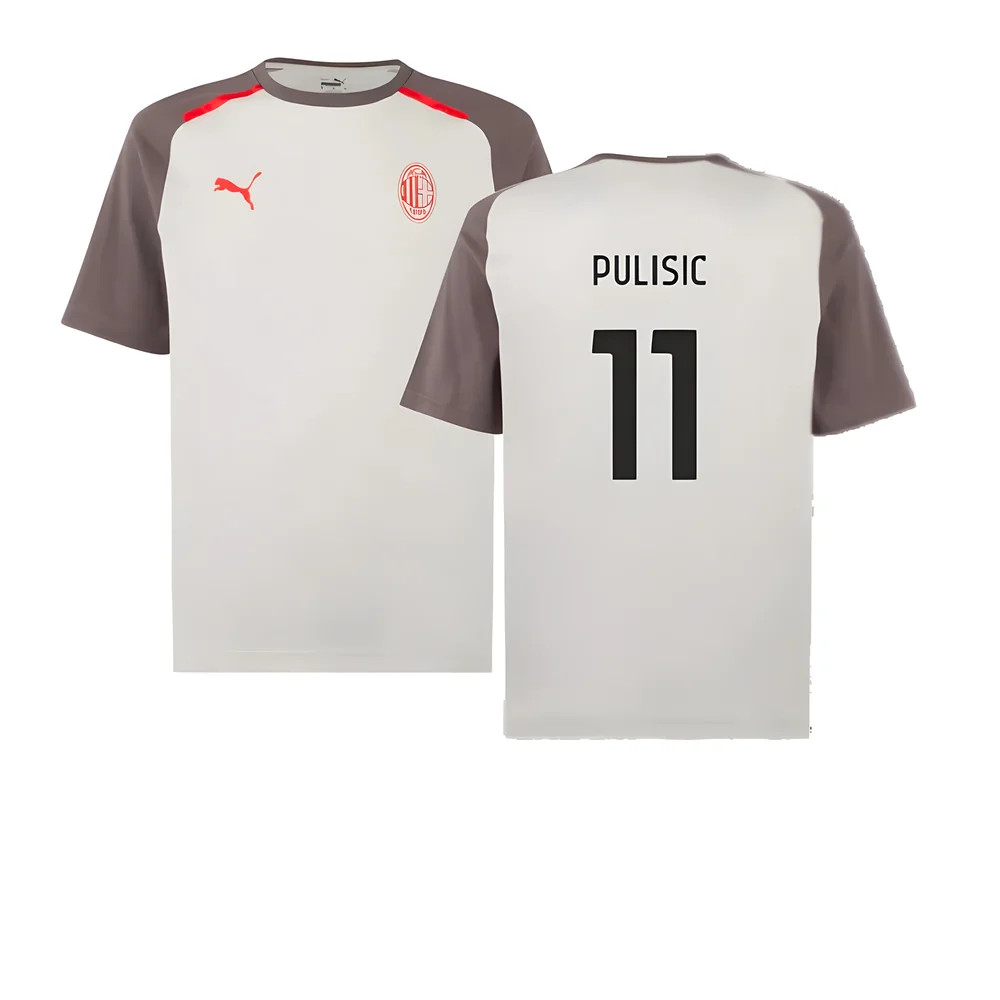 '23-'24 Ac Milan Casuals Tee (Light Grey) (Pulisic 11) Polyester Made By: Puma Men's Light Grey Small