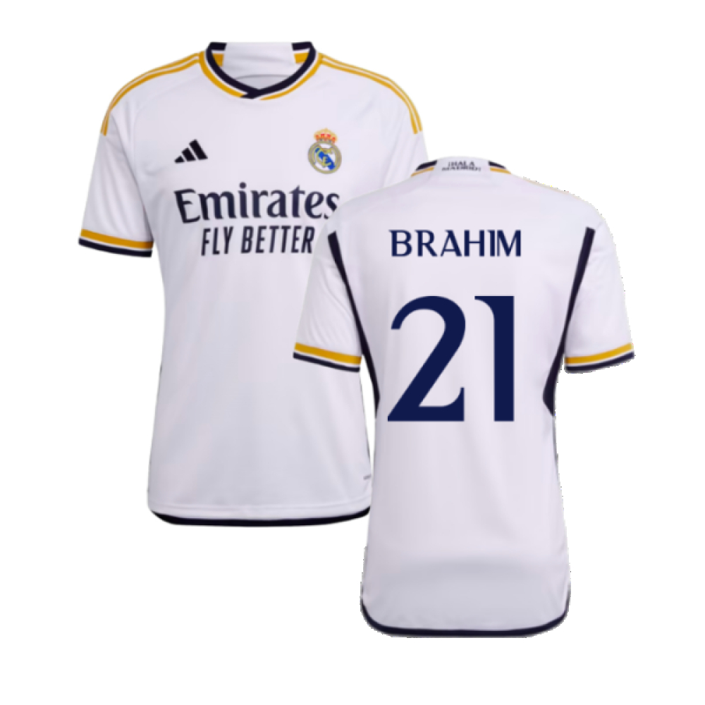 '23-'24 Real Madrid Home Shirt (Brahim 21) Polyester Made By: Adidas Men's White 3XL