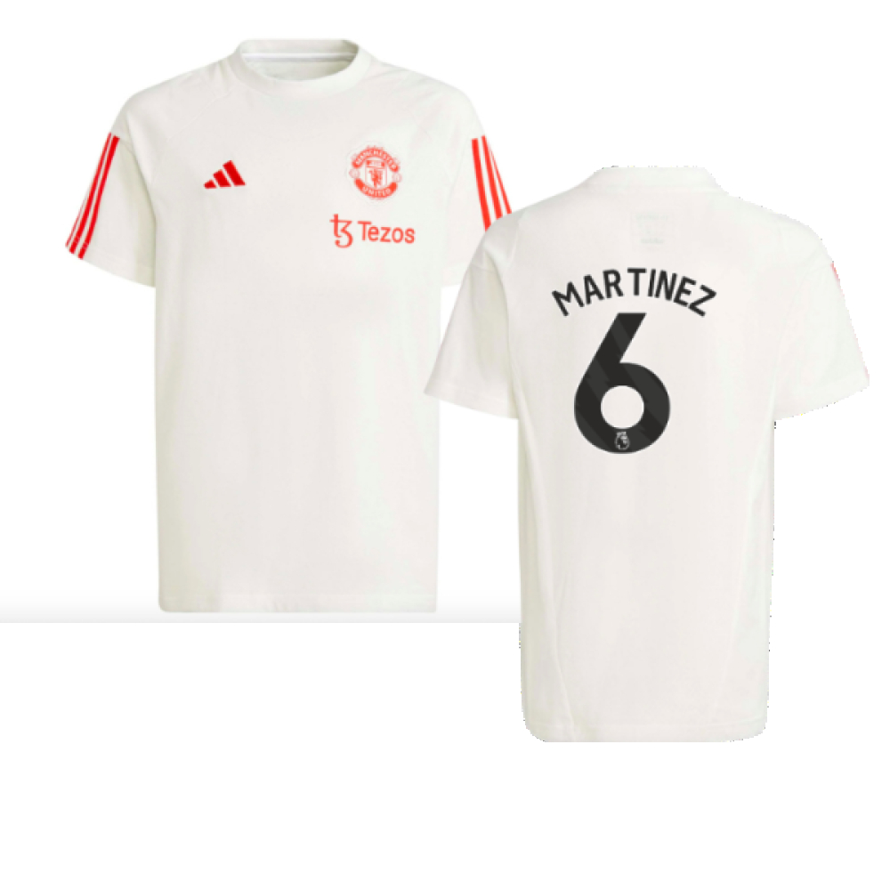 '23-'24 Man Utd Training Tee (White) - Kids (Martinez 6) 7-8 Polyester Manchester United Made By: Adidas Unisex Kids White Size 9-10