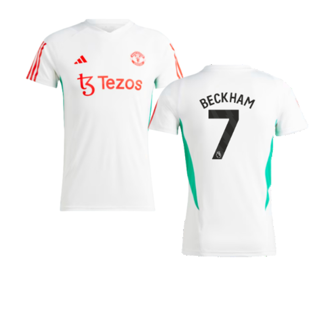 '23-'24 Man Utd Training Jersey (White) - (Beckham 7) Polyester Manchester United Made By: Adidas Women's White Small