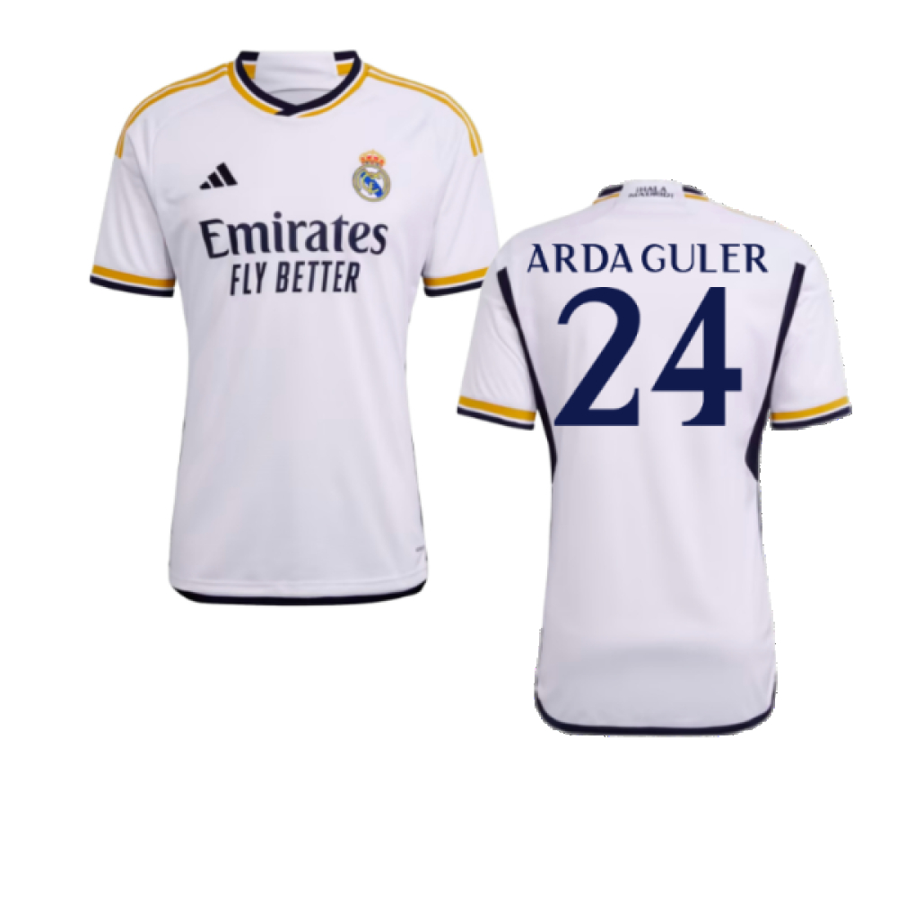 '23-'24 Real Madrid Home Shirt (Arda Guler 24) Polyester Made By: Adidas Men's White Xxl