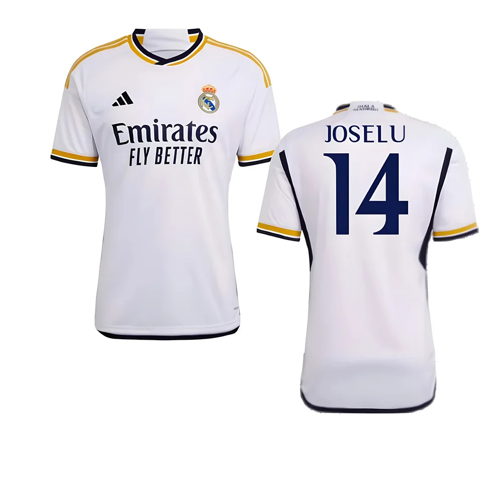 '23-'24 Real Madrid Home Shirt (Joselu 14) Polyester Made By: Adidas Men's White Xxl