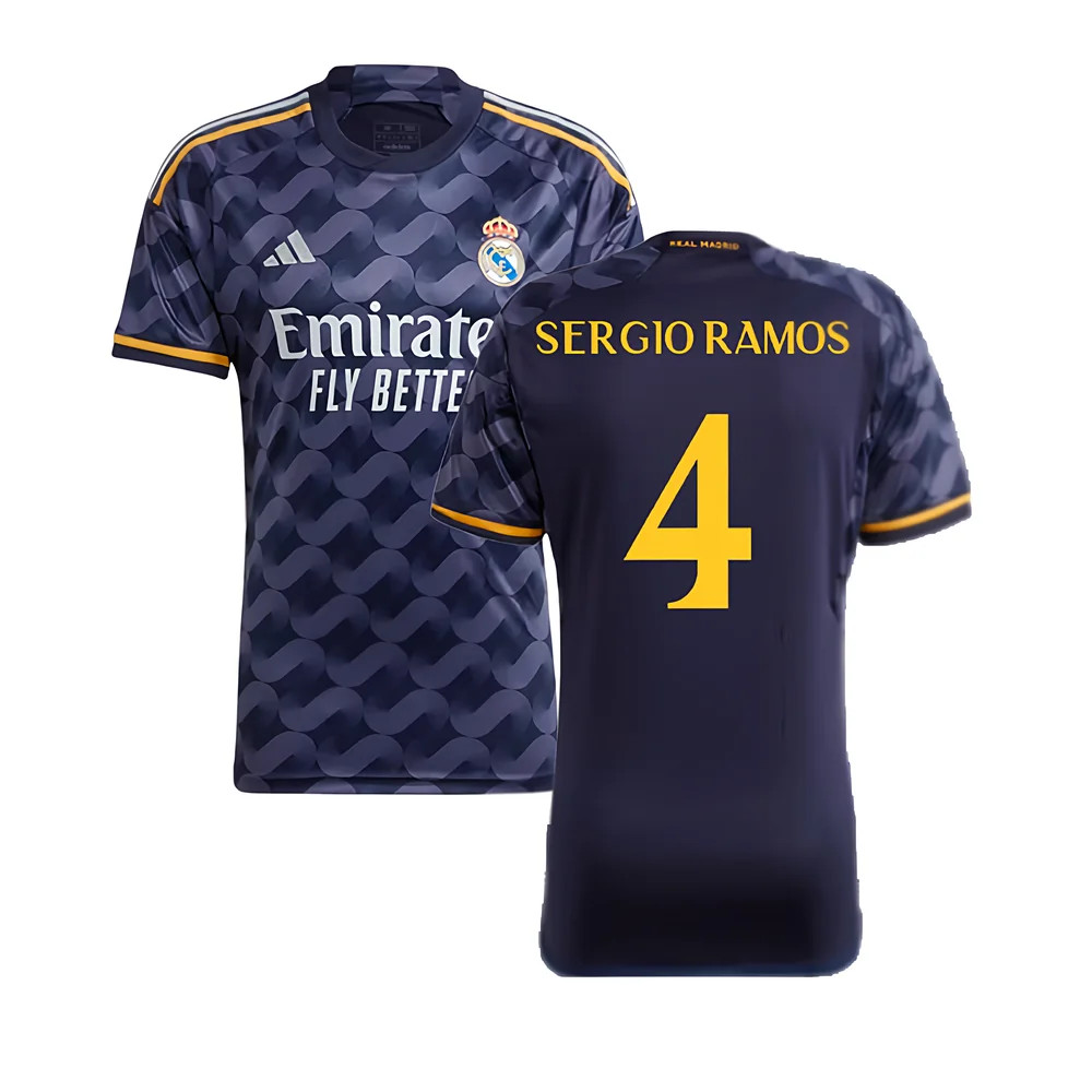 '23-'24 Real Madrid Away Shirt (Sergio Ramos 4) Polyester Made By: Adidas Men's Navy Xxl