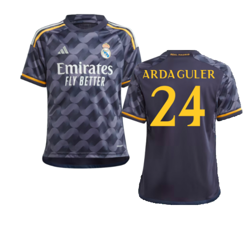 '23-'24 Real Madrid Away Shirt (Kids) (Arda Guler 24) Polyester Made By: Adidas Unisex Kids Navy Size 15-16