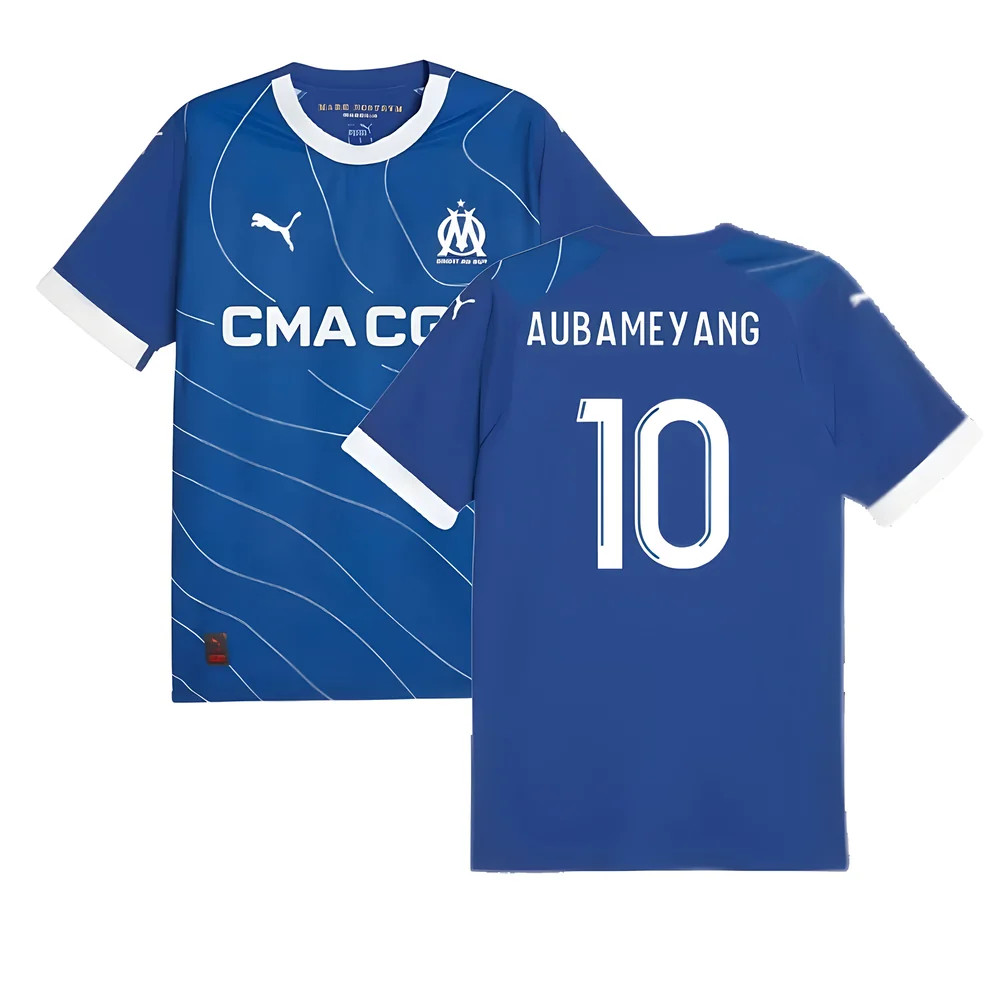 '23-'24 Marseille Away Shirt (Aubameyang 10) Polyester Made By: Puma Men's Blue Small