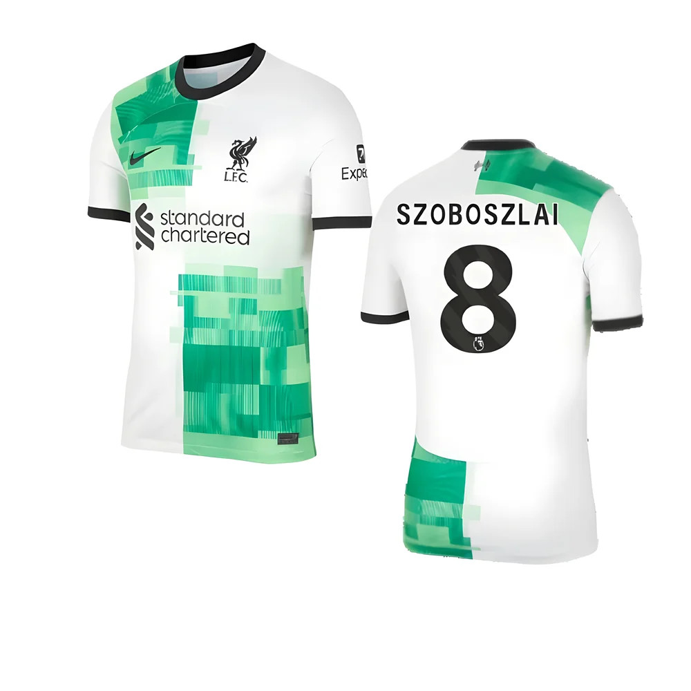 '23-'24 Liverpool Away Shirt (Szoboszlai 8) Polyester Made By: Nike Men's White Xxl
