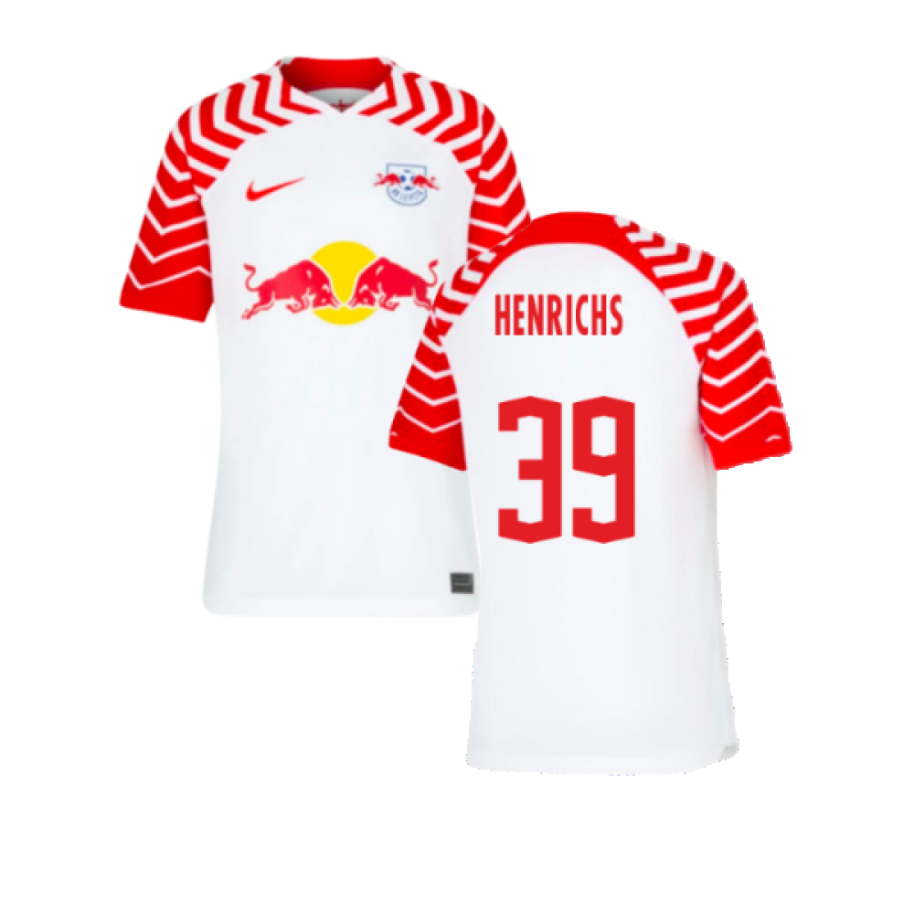 '23-'24 Bull Leipzig Home Shirt (Kids) (Henrichs 39) Polyester Made By: Nike Unisex Kids Red Medium