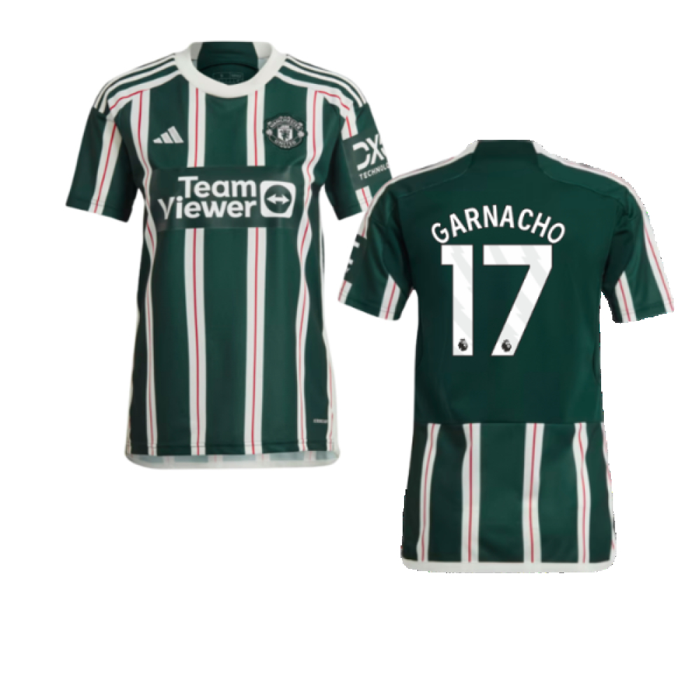 '23-'24 Man Utd Away Shirt (Garnacho 17) Polyester Manchester United Made By: Adidas Men's Green Medium