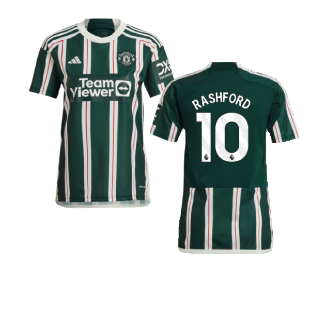'23-'24 Man Utd Away Shirt (Rashford 10) Polyester Manchester United Made By: Adidas Men's Green Medium