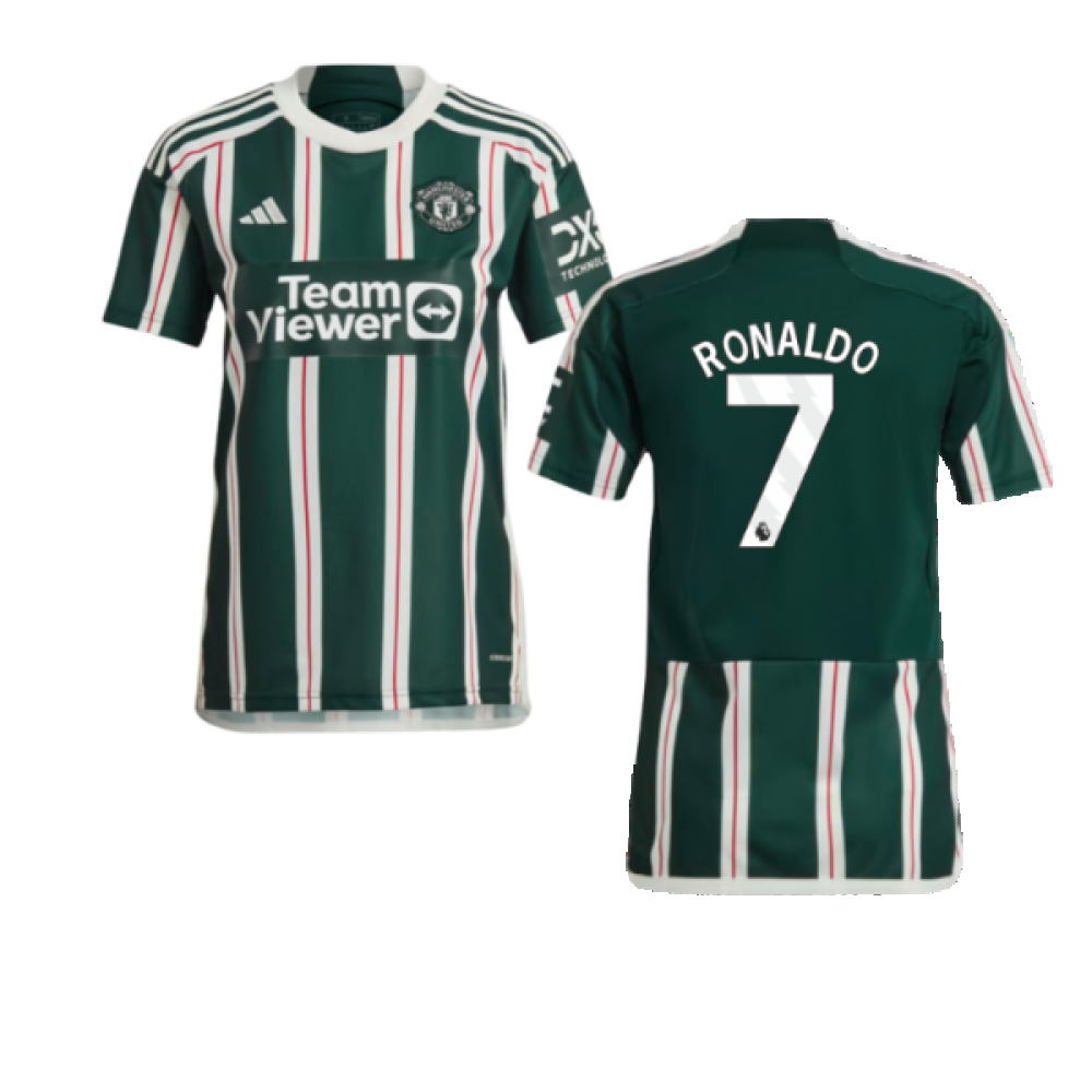 '23-'24 Man Utd Away Shirt (Ronaldo 7) Polyester Manchester United Made By: Adidas Men's Green Medium